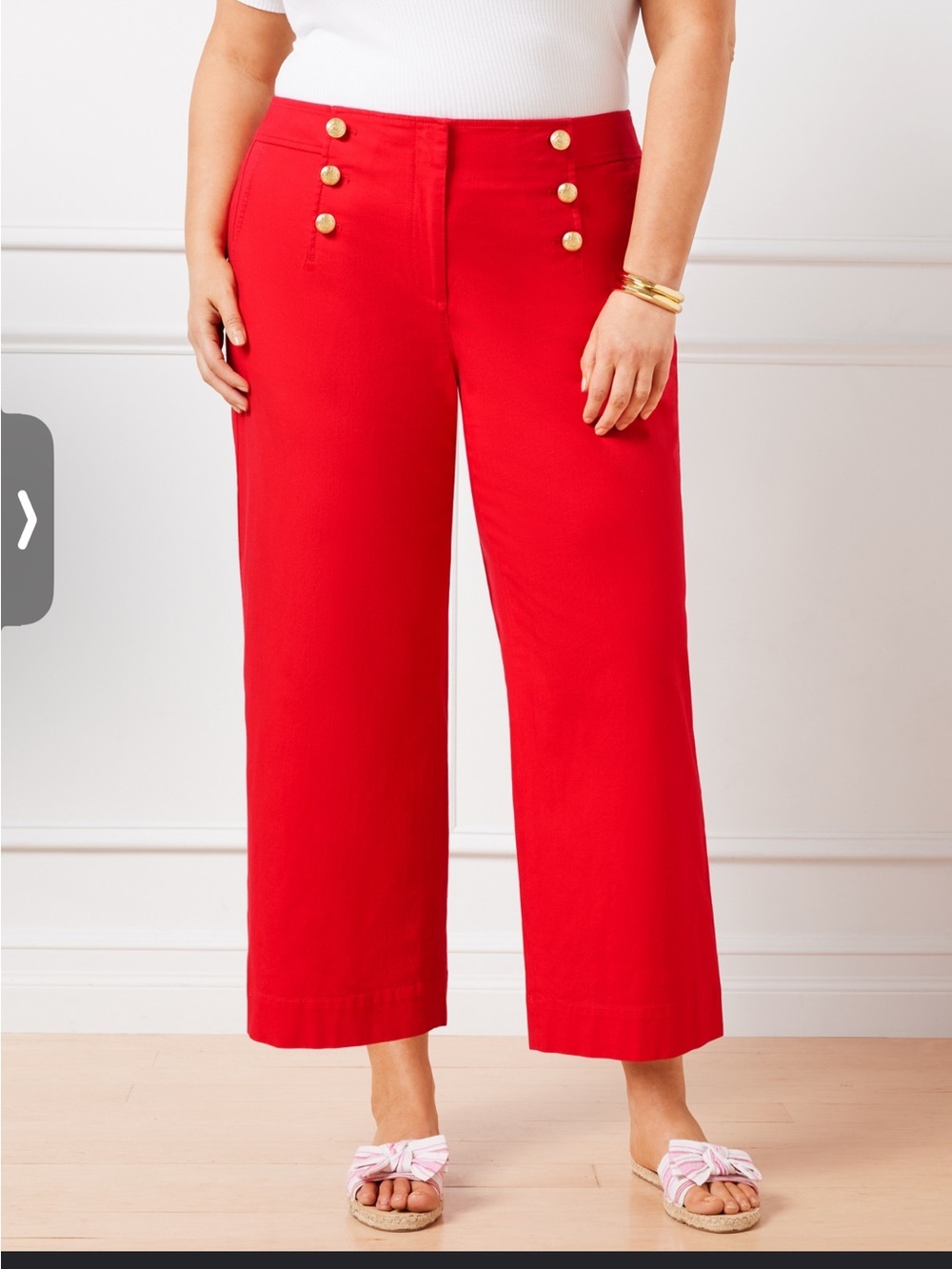 Talbots COTTON SLUB SAILOR CROP PANTS Red Size 16